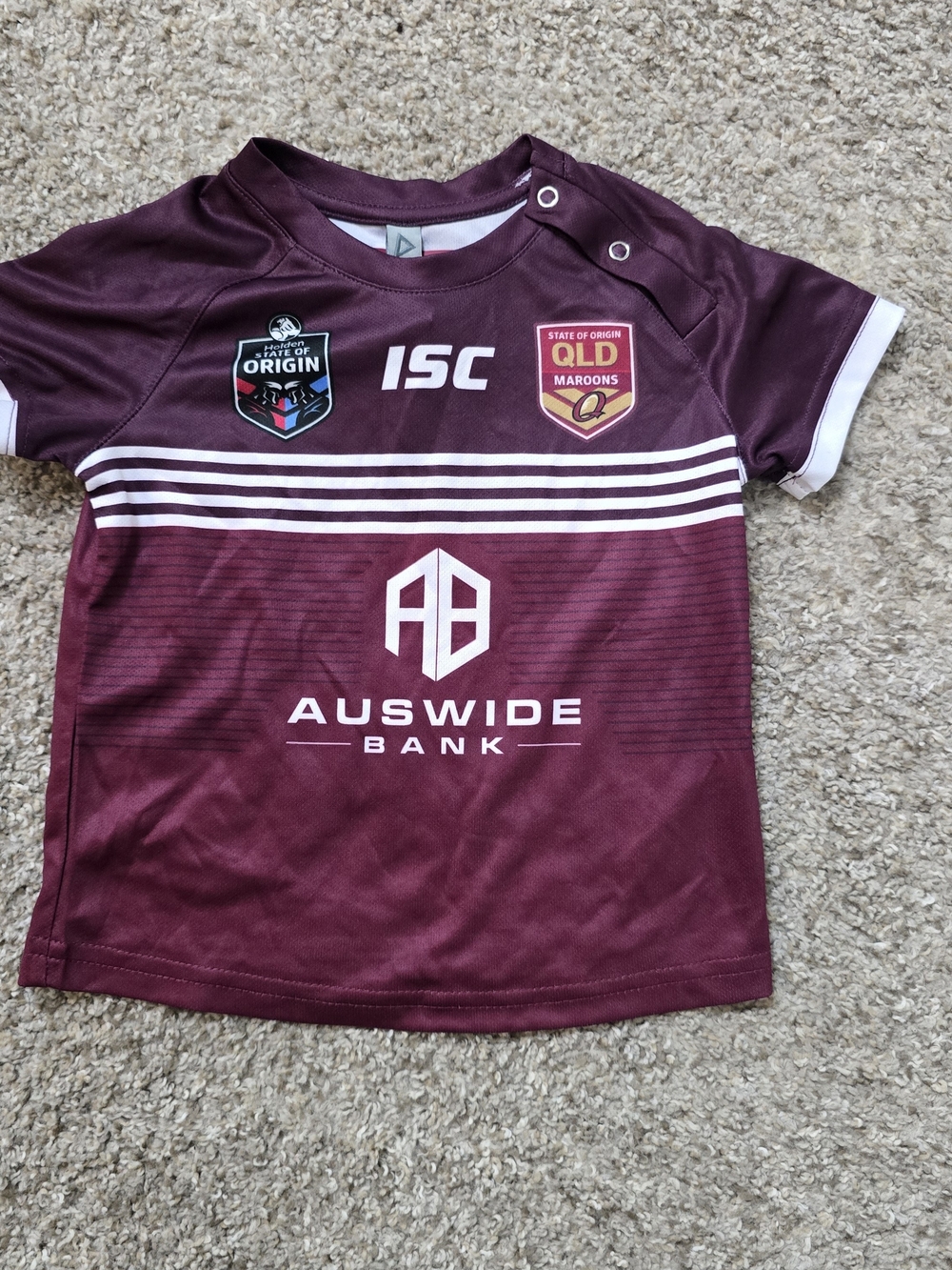 ISC QLD Maroons State of Origin Rugby League Jersey Kids Unisex Size 2 Maroon